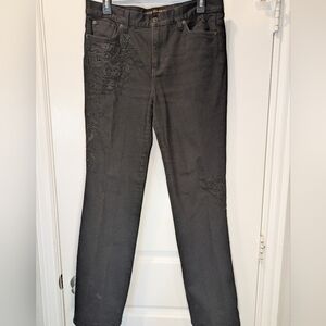 LRL Ralph Lauren Black Embroidered Jeans Size 10 Straight Leg NWOT